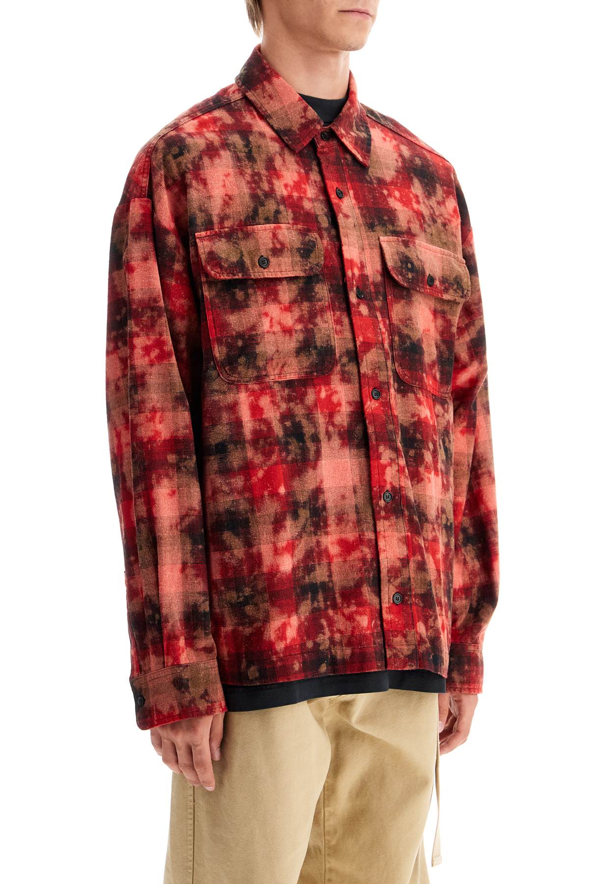 Palm Angels Flannel Shirt With Curved Logo