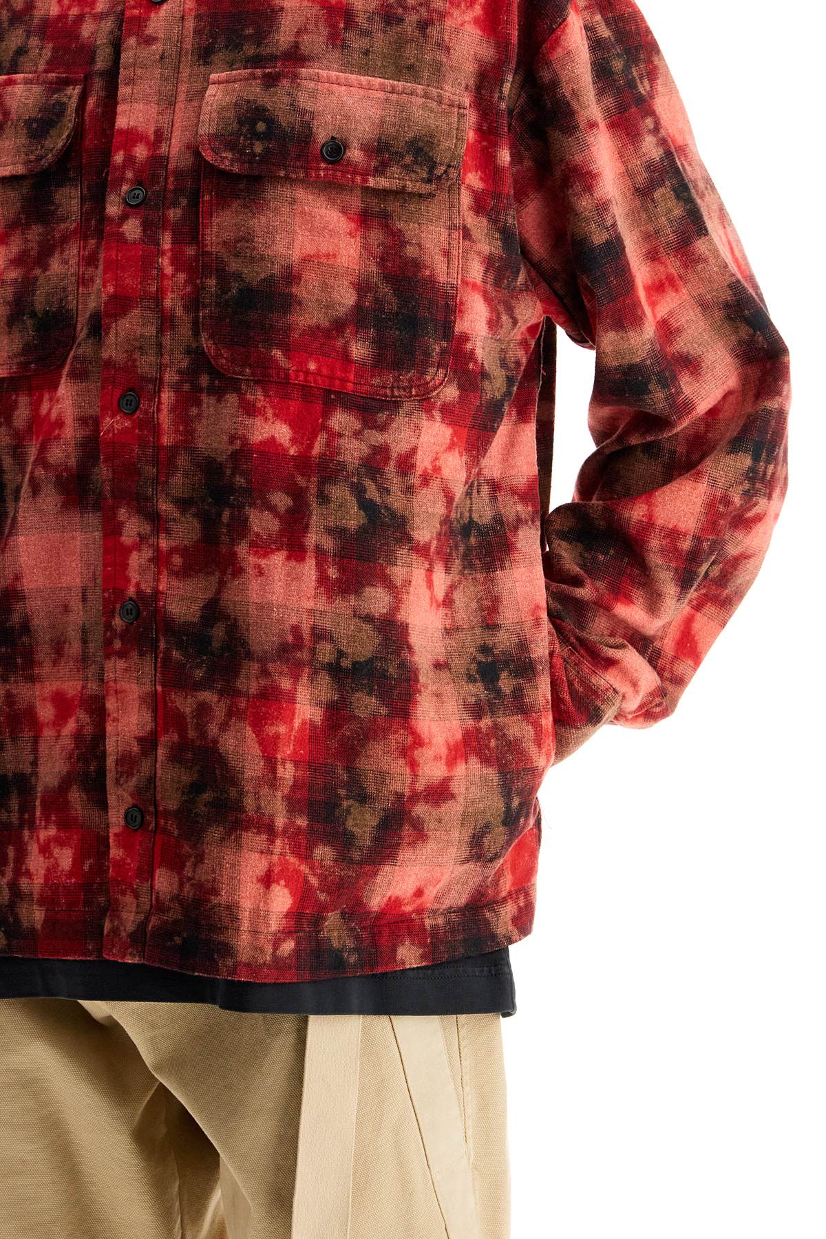 Palm Angels Flannel Shirt With Curved Logo