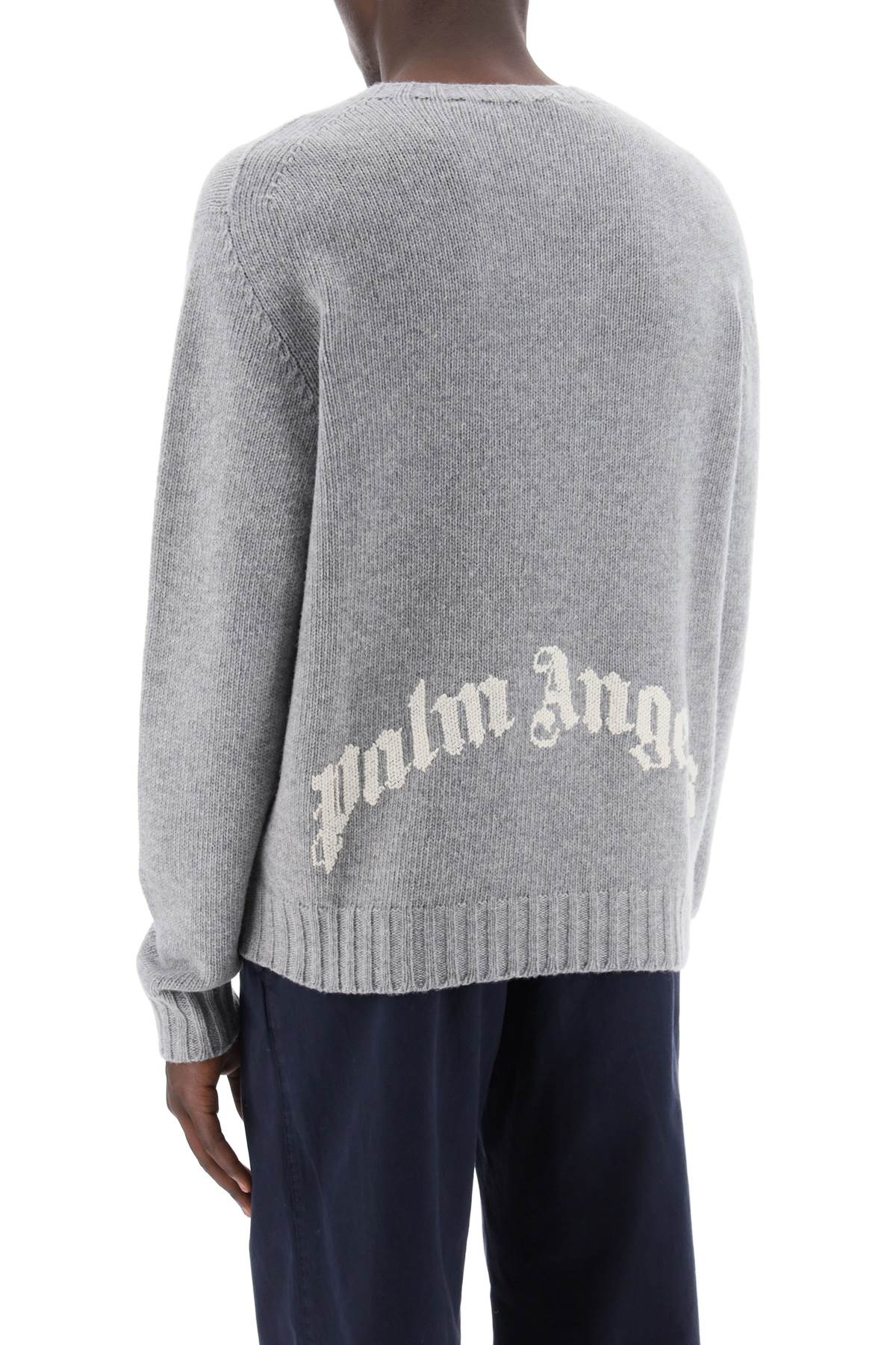 Palm Angels Wool Sweater With Logo Intarsia