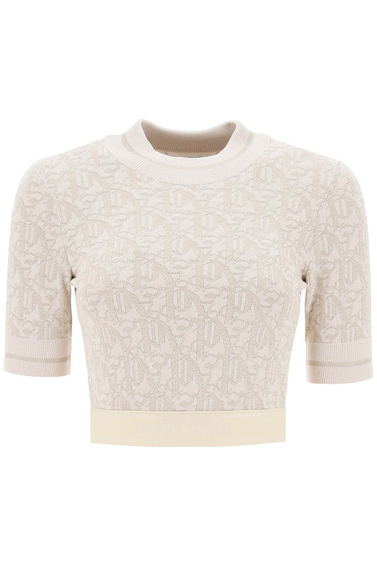 Palm Angels Monogram Cropped Top In Lurex Knit