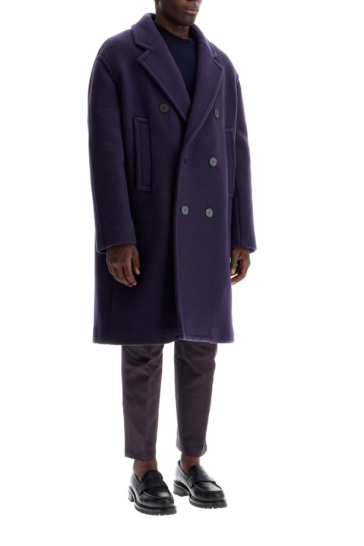 Lanvin Double-Breasted Heavy Wool Coat