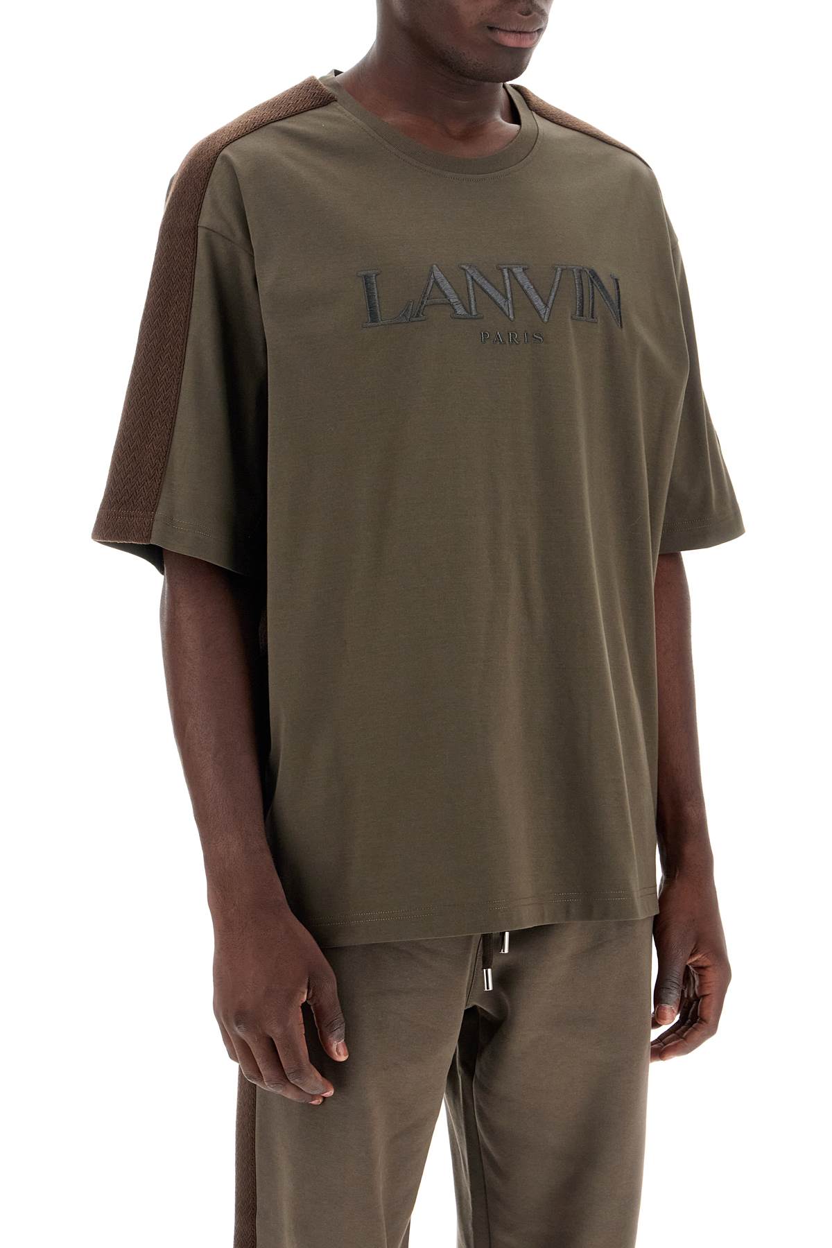 Lanvin Logo T-Shirt With Curb Branded Stripes