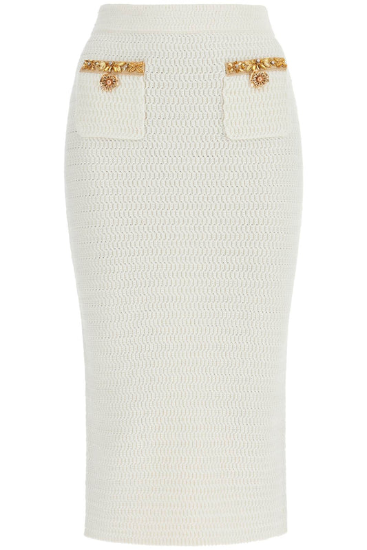 Self Portrait Knitted Lurex Midi Skirt