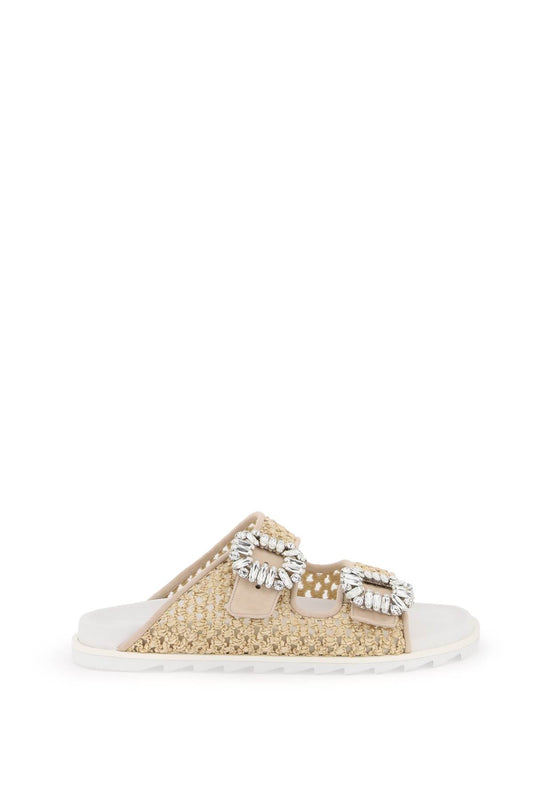 Roger Vivier Rafia Slidy Viv Slides With Str