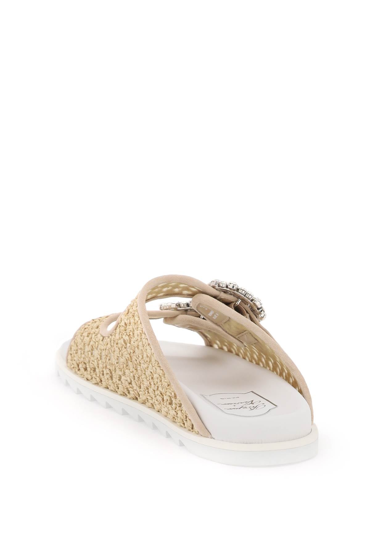 Roger Vivier Rafia Slidy Viv Slides With Str