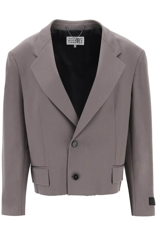 Mm6 Maison Margiela Cropped Blazer With Cut-Off Hem