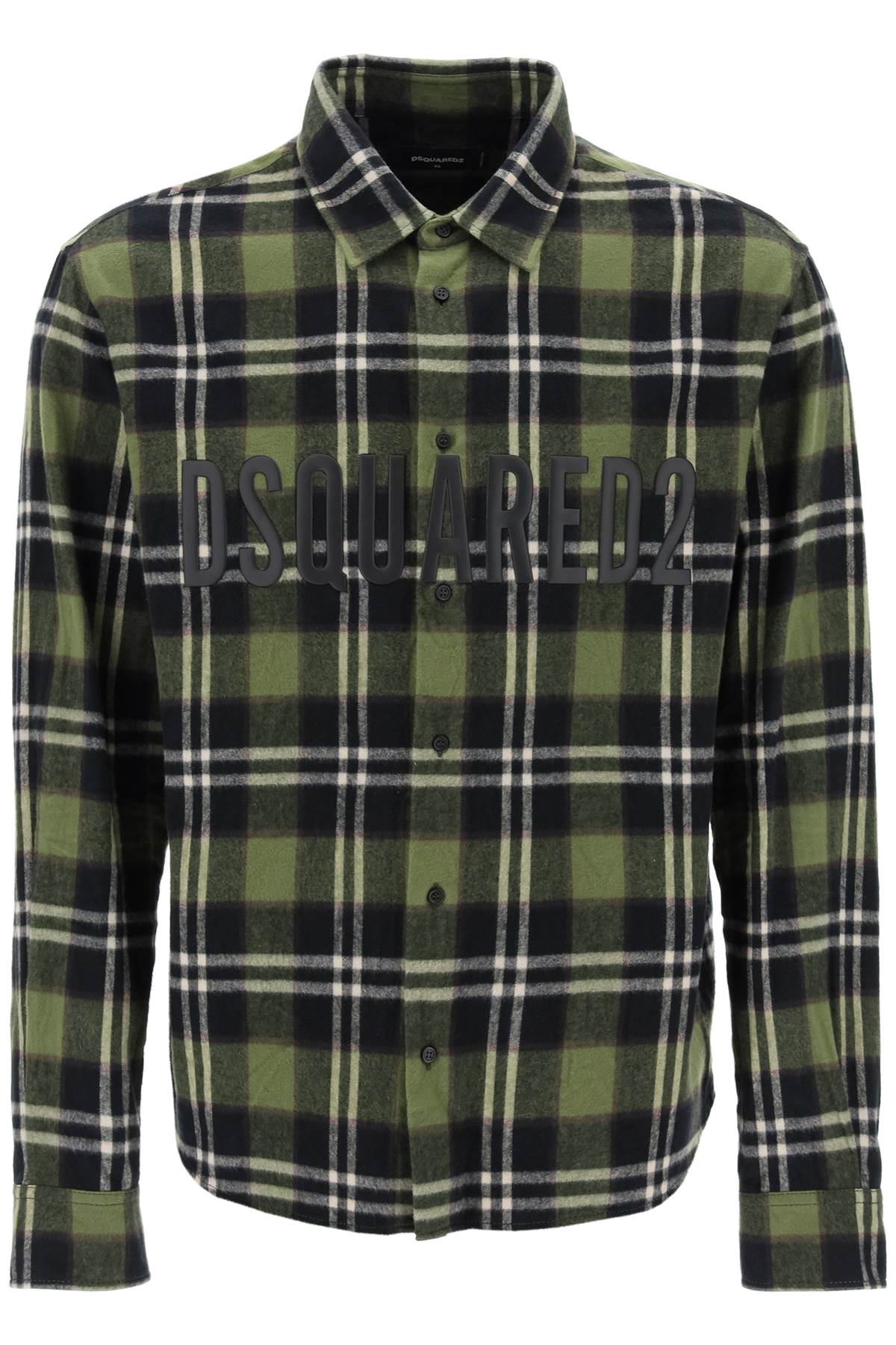 Dsquared2 Check Flannel Shirt With Rubberized Logo