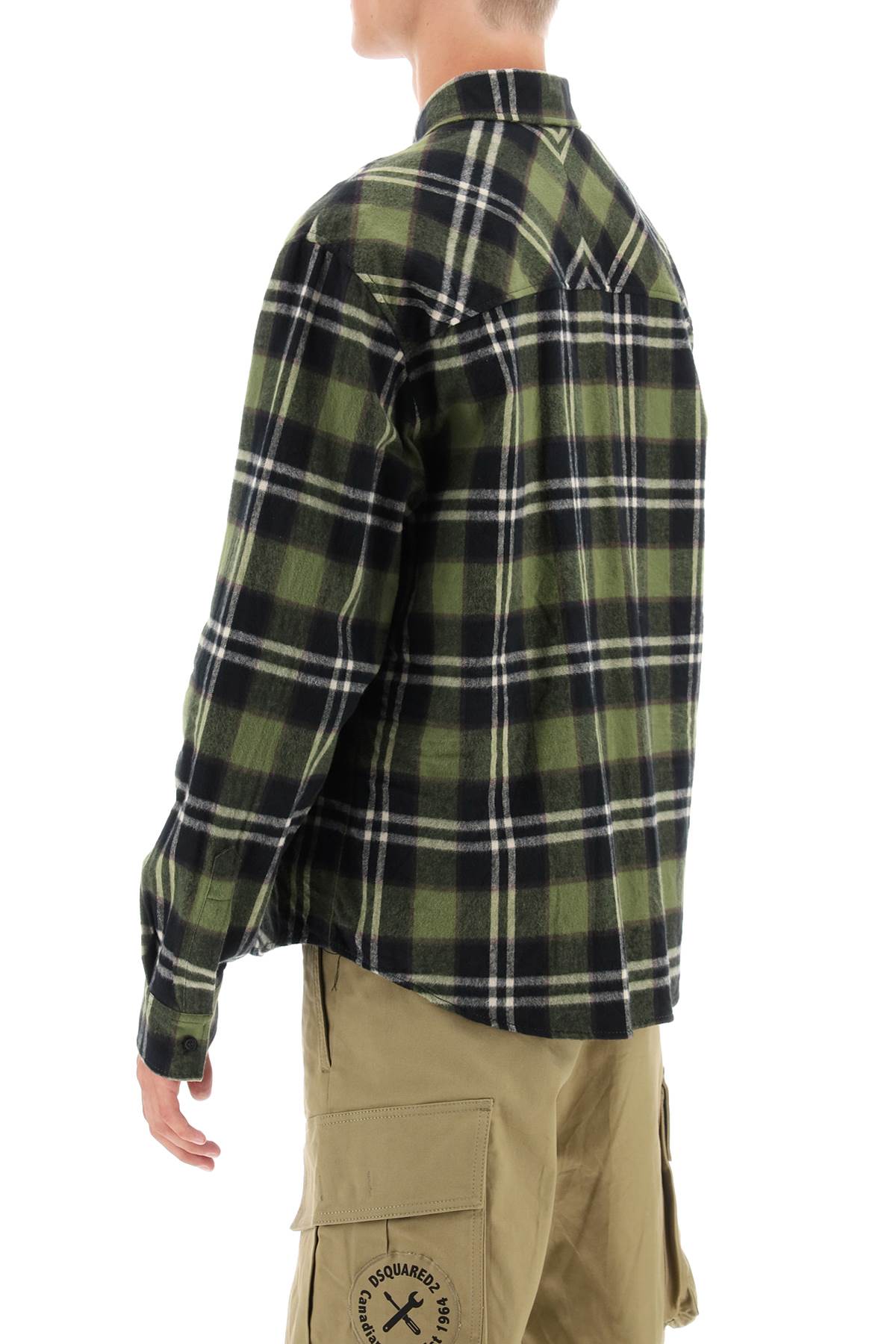 Dsquared2 Check Flannel Shirt With Rubberized Logo