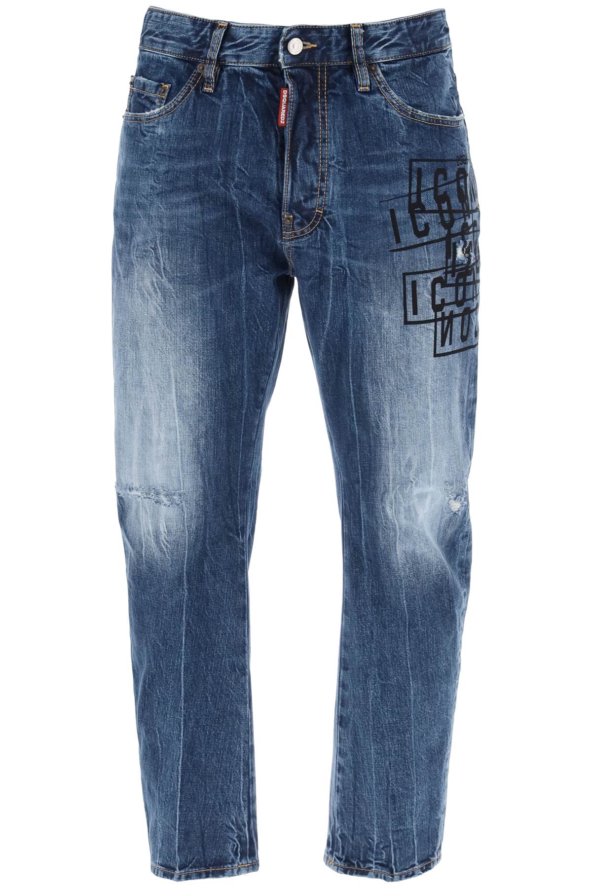 Dsquared2 Dark Wash Icon Stamps Bro Jeans In