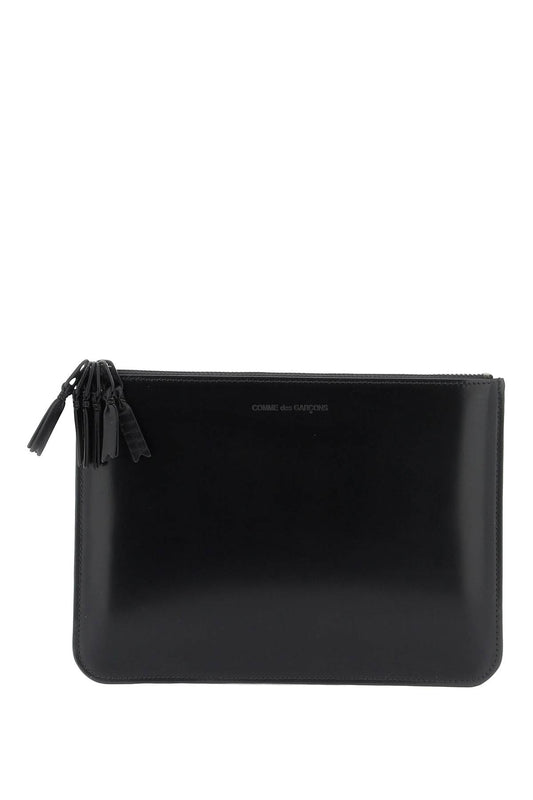 Comme Des Garcons Wallet Brushed Leather Multi-Zip Pouch With