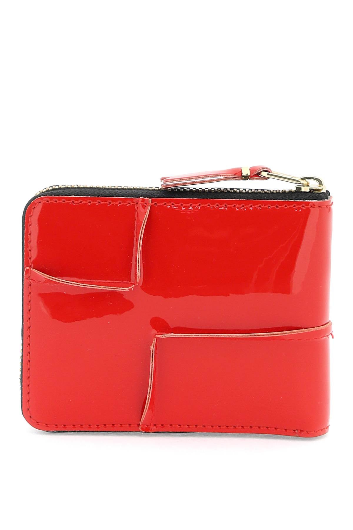 Comme Des Garcons Wallet Zip Around Patent Leather Wallet With Zipper