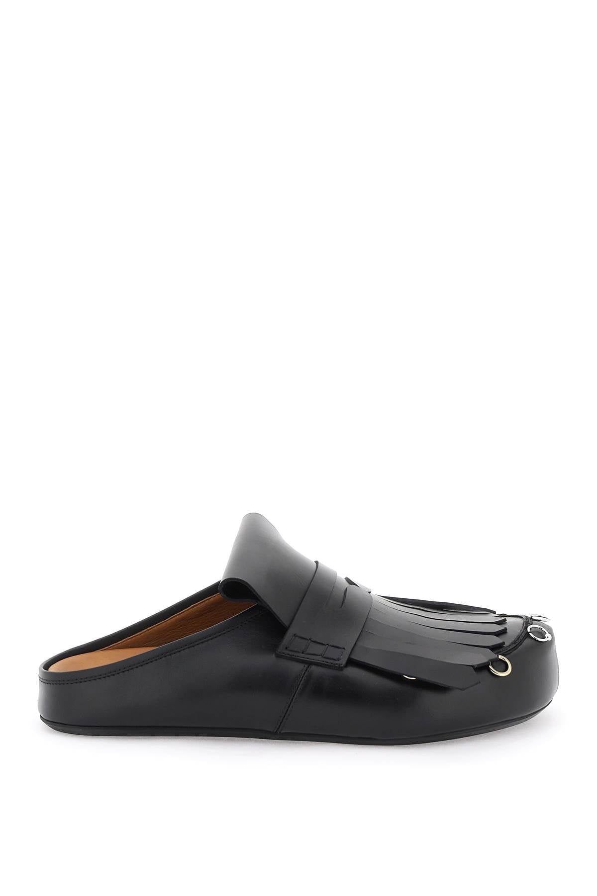 Marni Leather Clogs With Bangs And Piercings