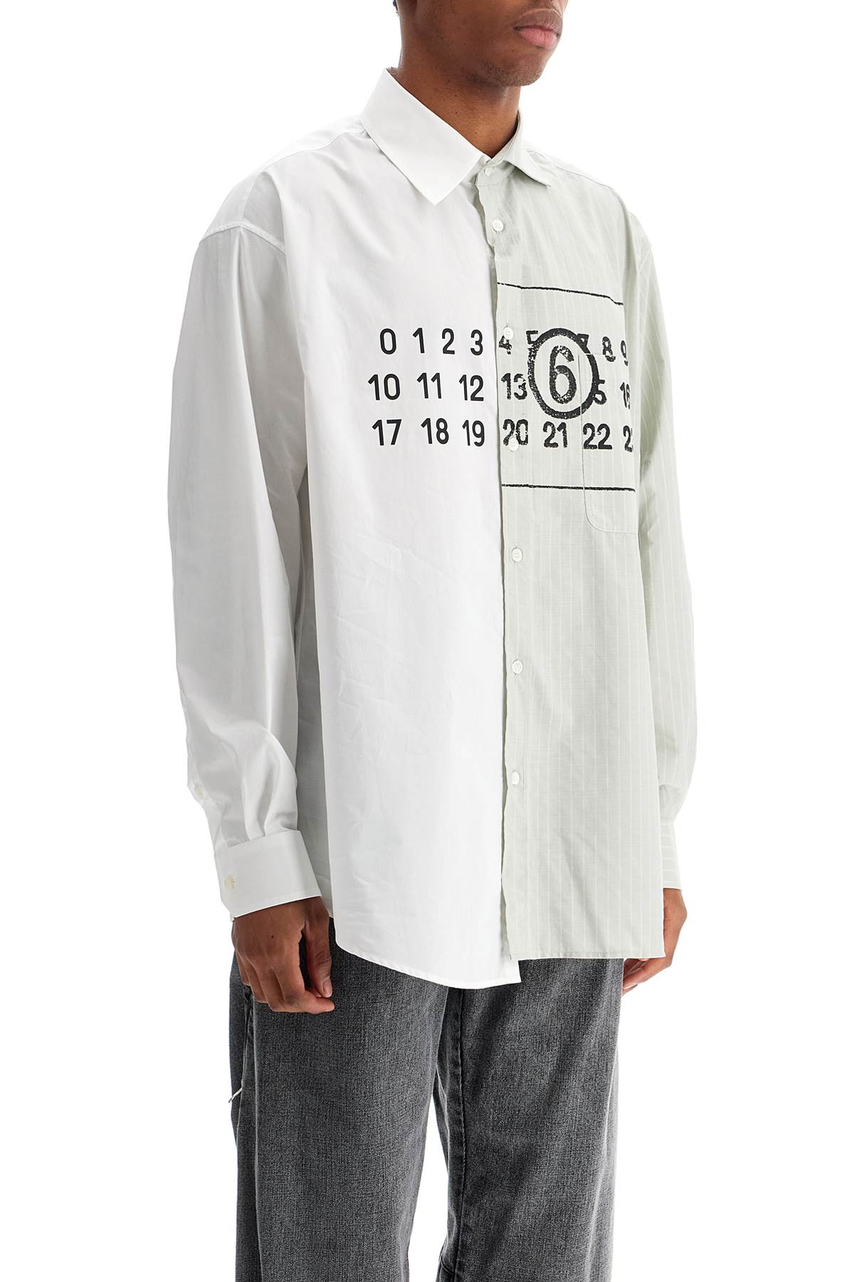 Mm6 Maison Margiela Asymmetric Numeric Shirt With