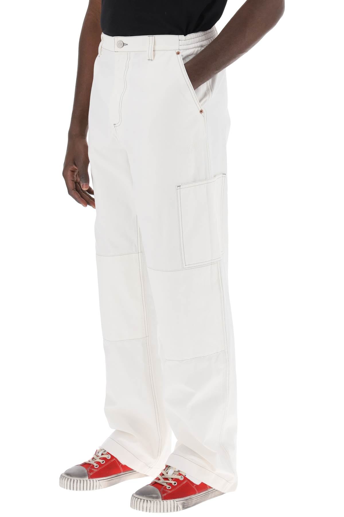 Mm6 Maison Margiela Wide Cotton Canvas Trousers For Men Or Women