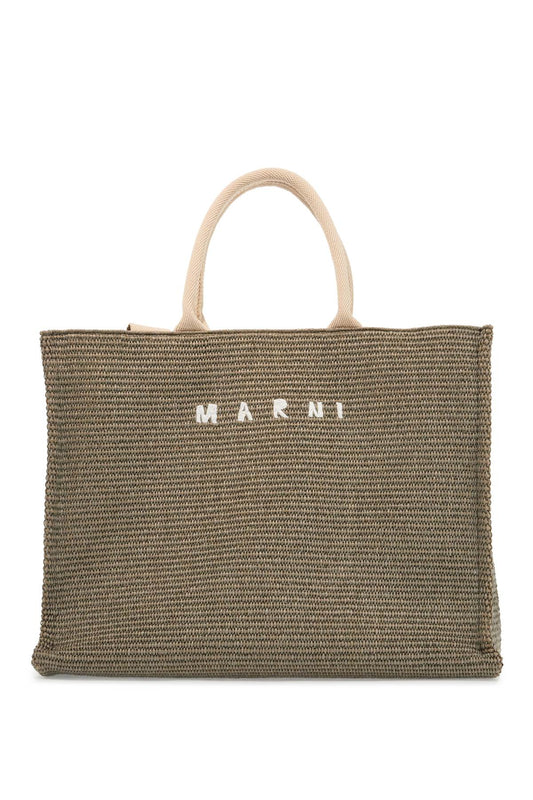 Marni Large Raffia Effect Tote Bag