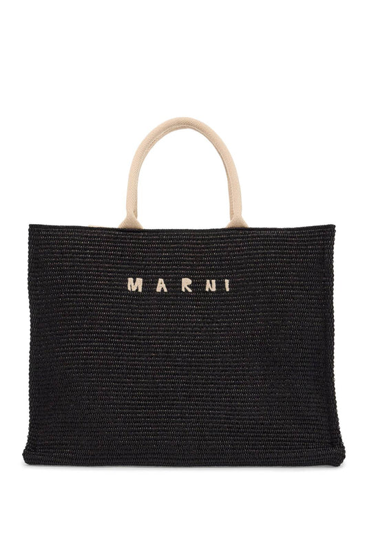 Marni Large Raffia Effect Tote Bag