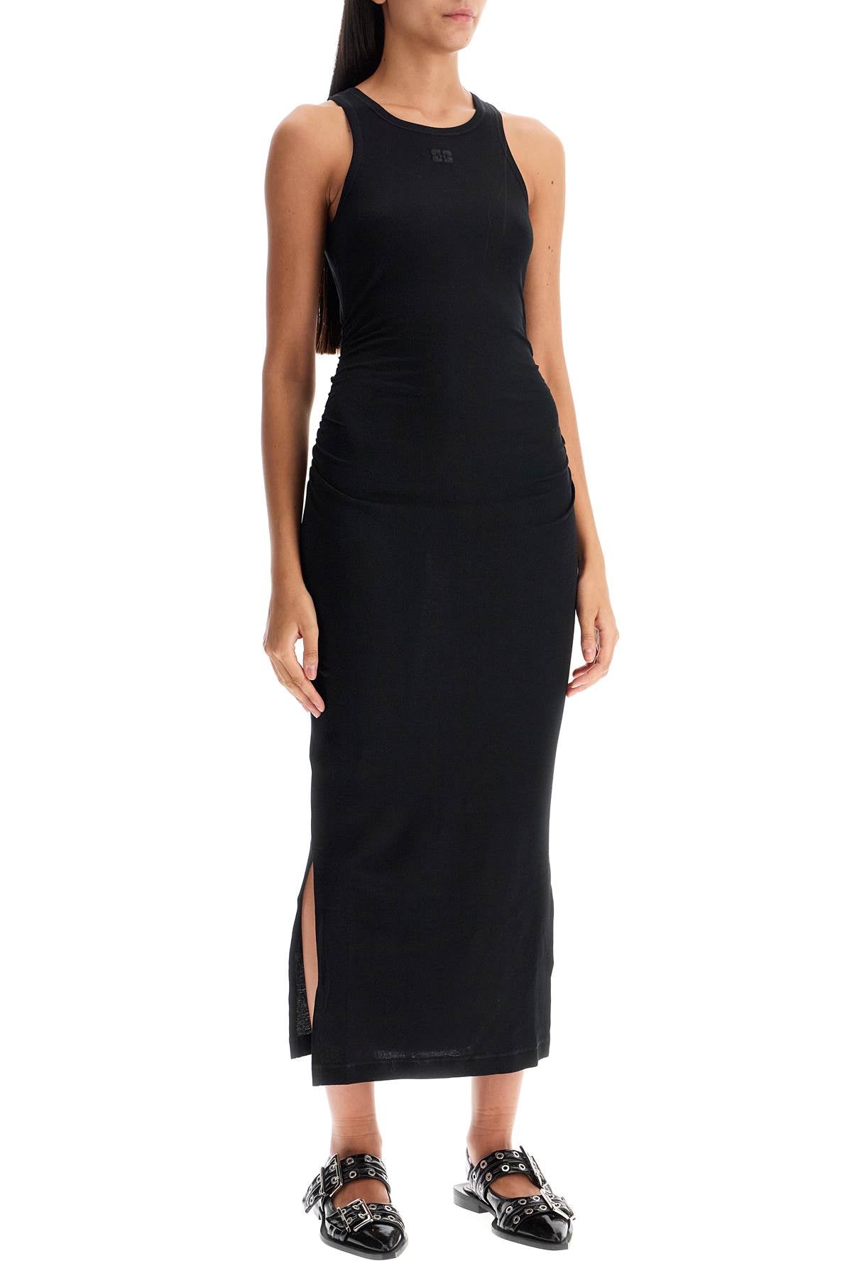 Ganni Ribbed Jersey Midi Dress With Nine