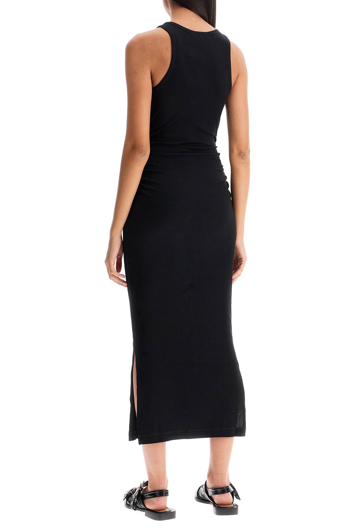 Ganni Ribbed Jersey Midi Dress With Nine