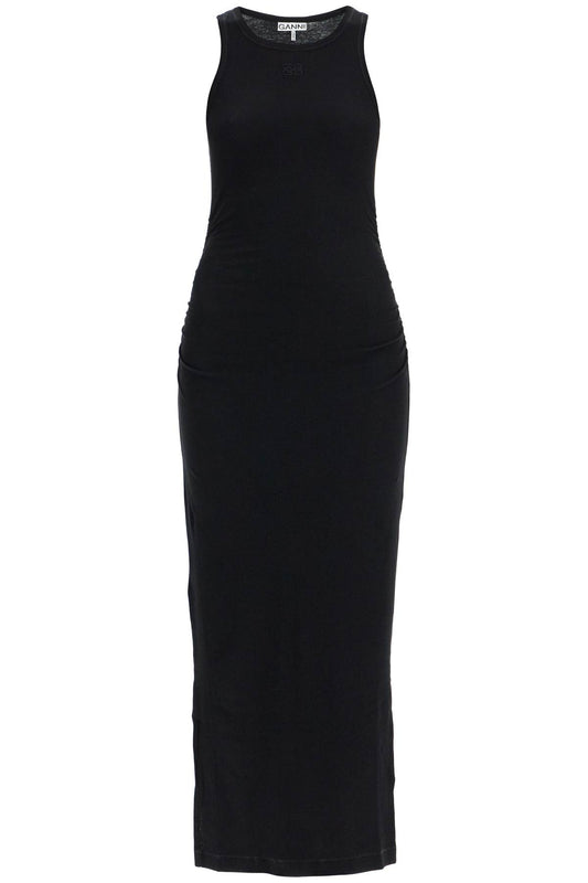 Ganni Ribbed Jersey Midi Dress With Nine