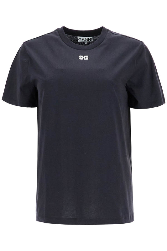 Ganni Round-Neck T-Shirt With Rhin