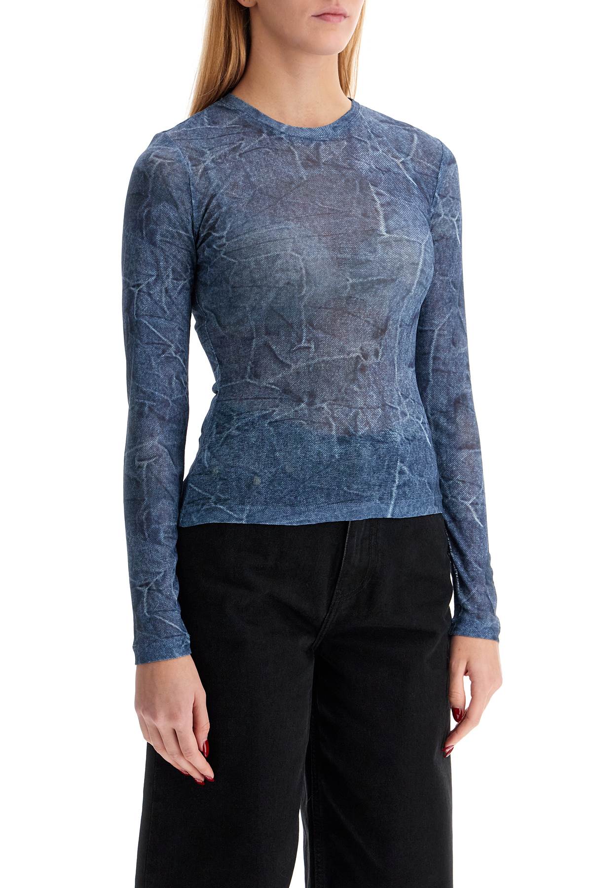 Ganni Long-Sleeved Denim Effect Top For