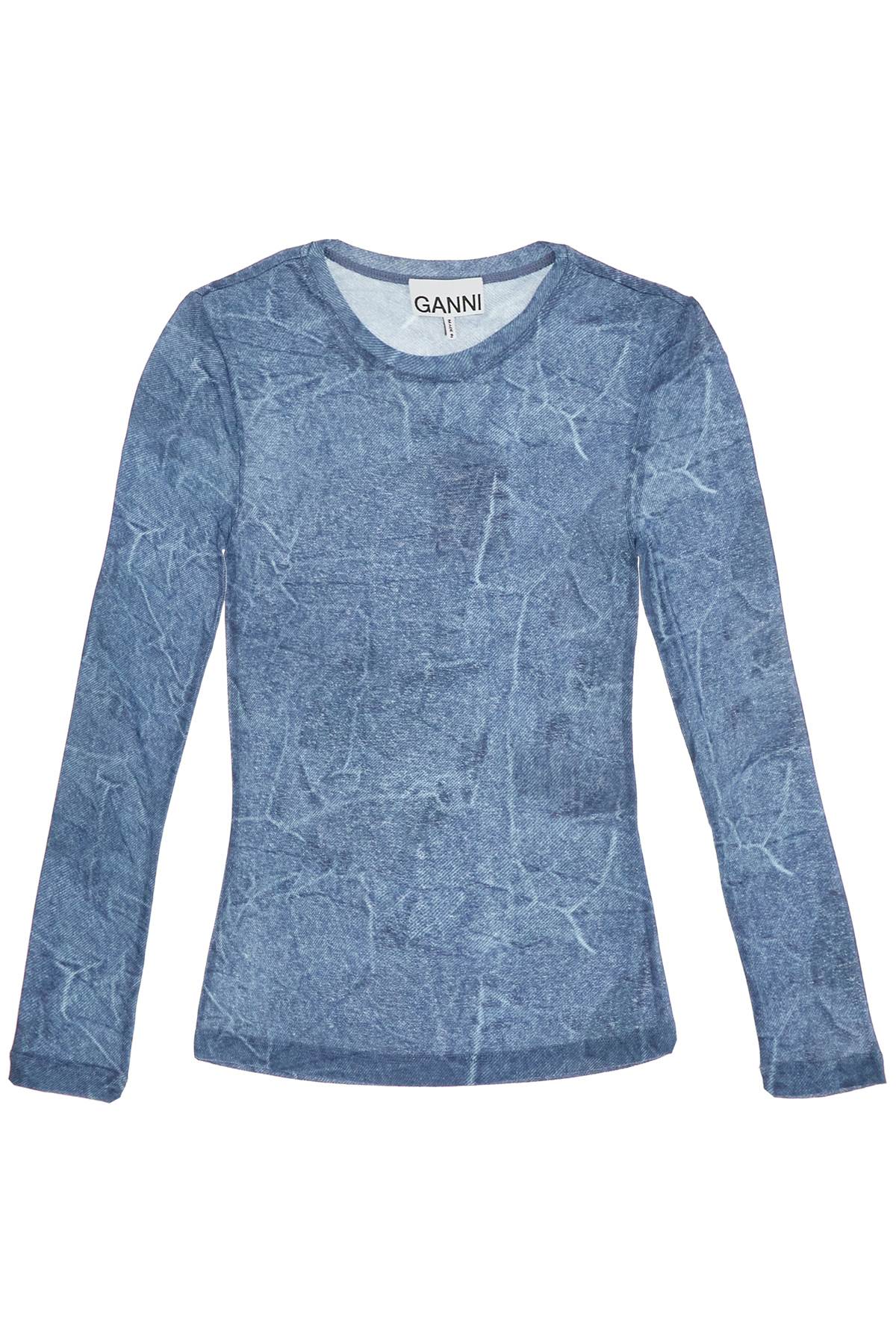 Ganni Long-Sleeved Denim Effect Top For