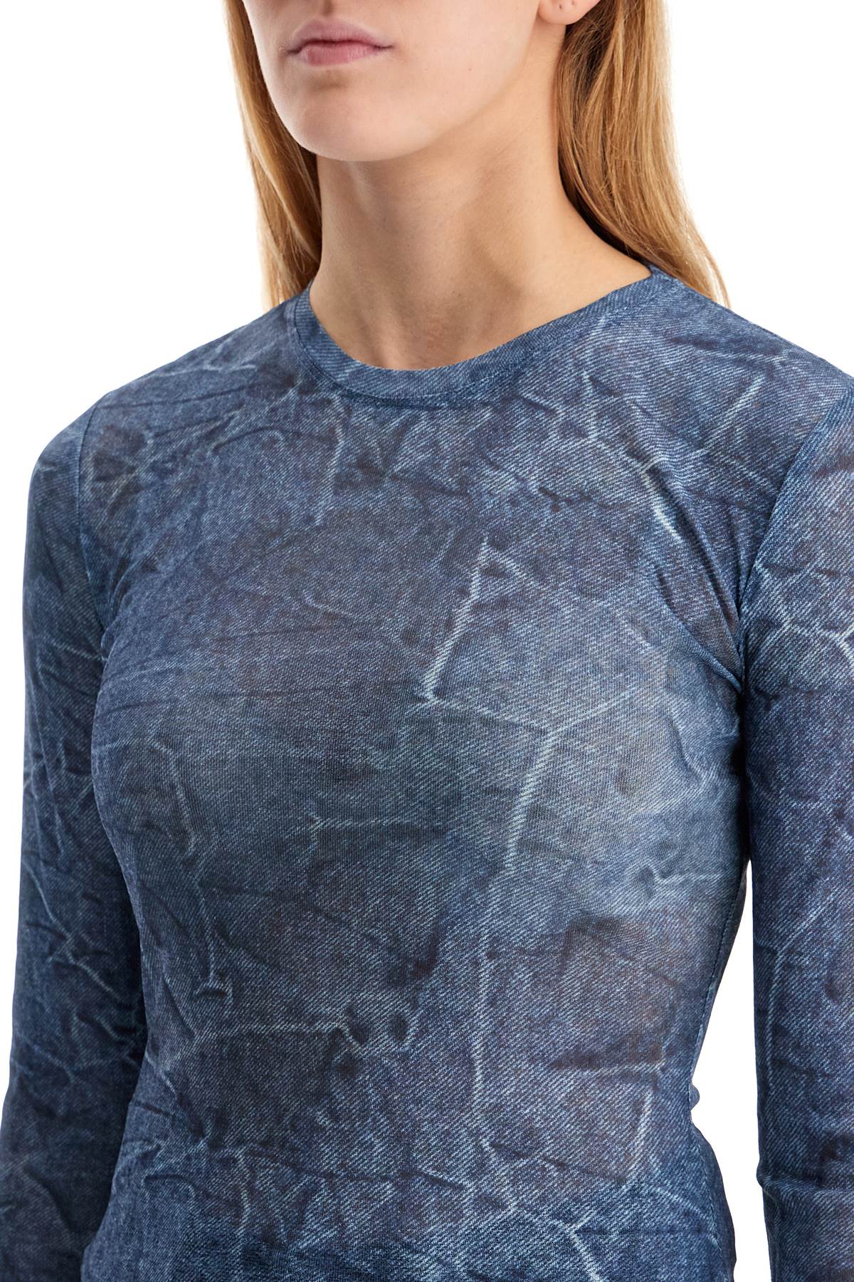 Ganni Long-Sleeved Denim Effect Top For