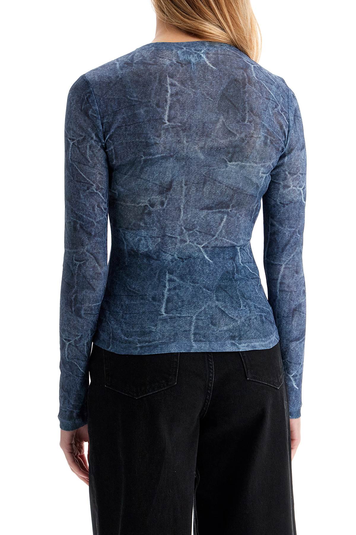 Ganni Long-Sleeved Denim Effect Top For