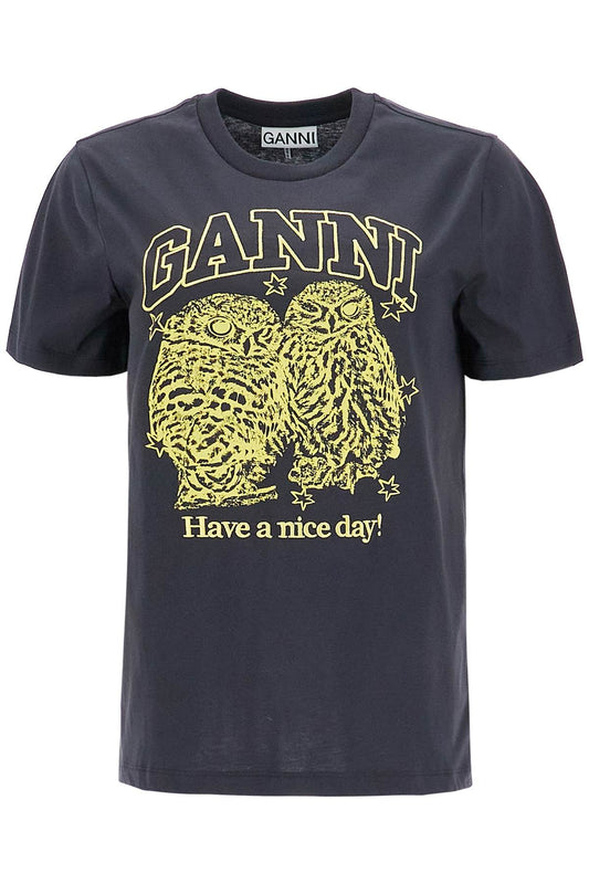 Ganni Relaxed Fit T-Shirt With Printed