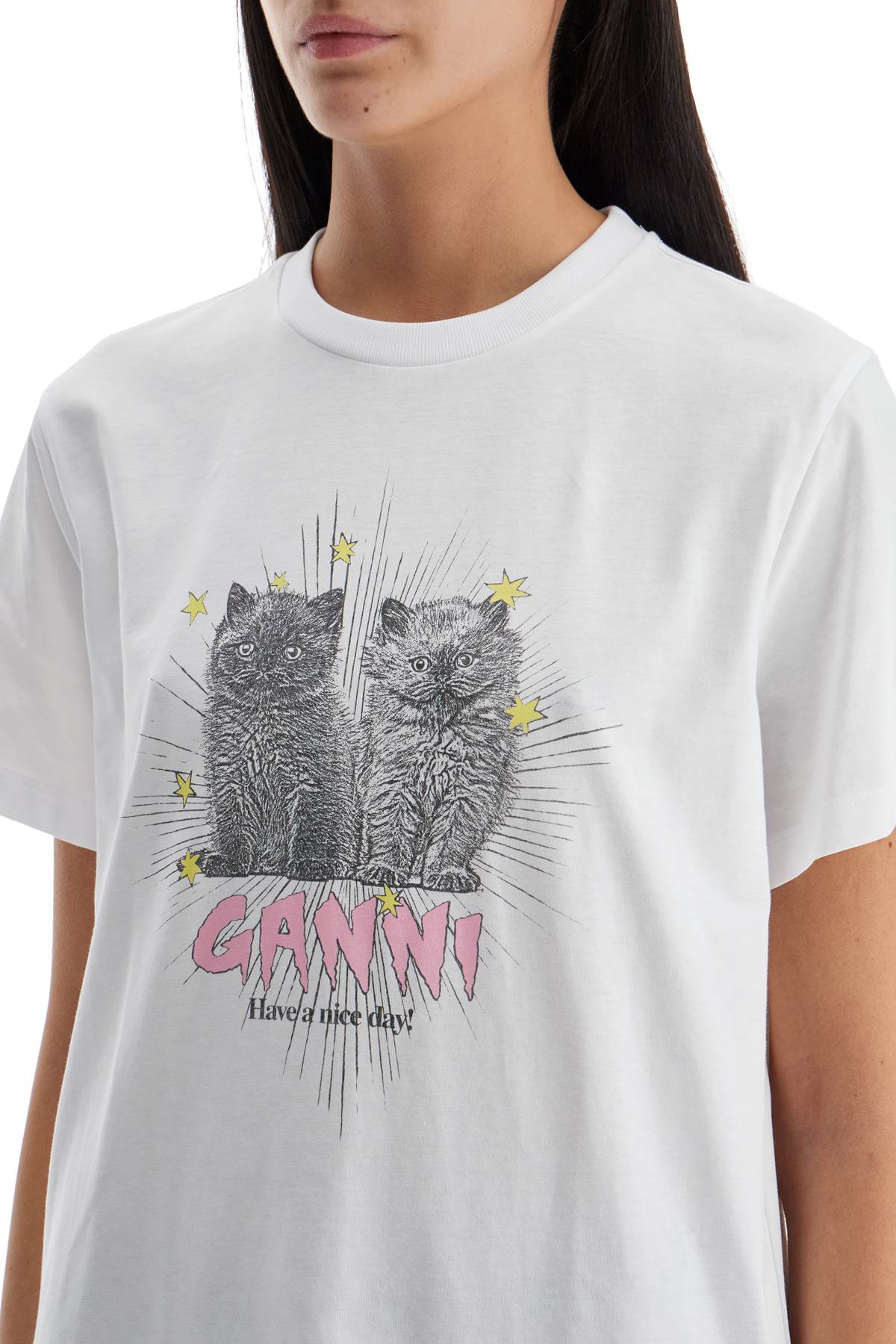 Ganni Relaxed Fit T-Shirt With Printed