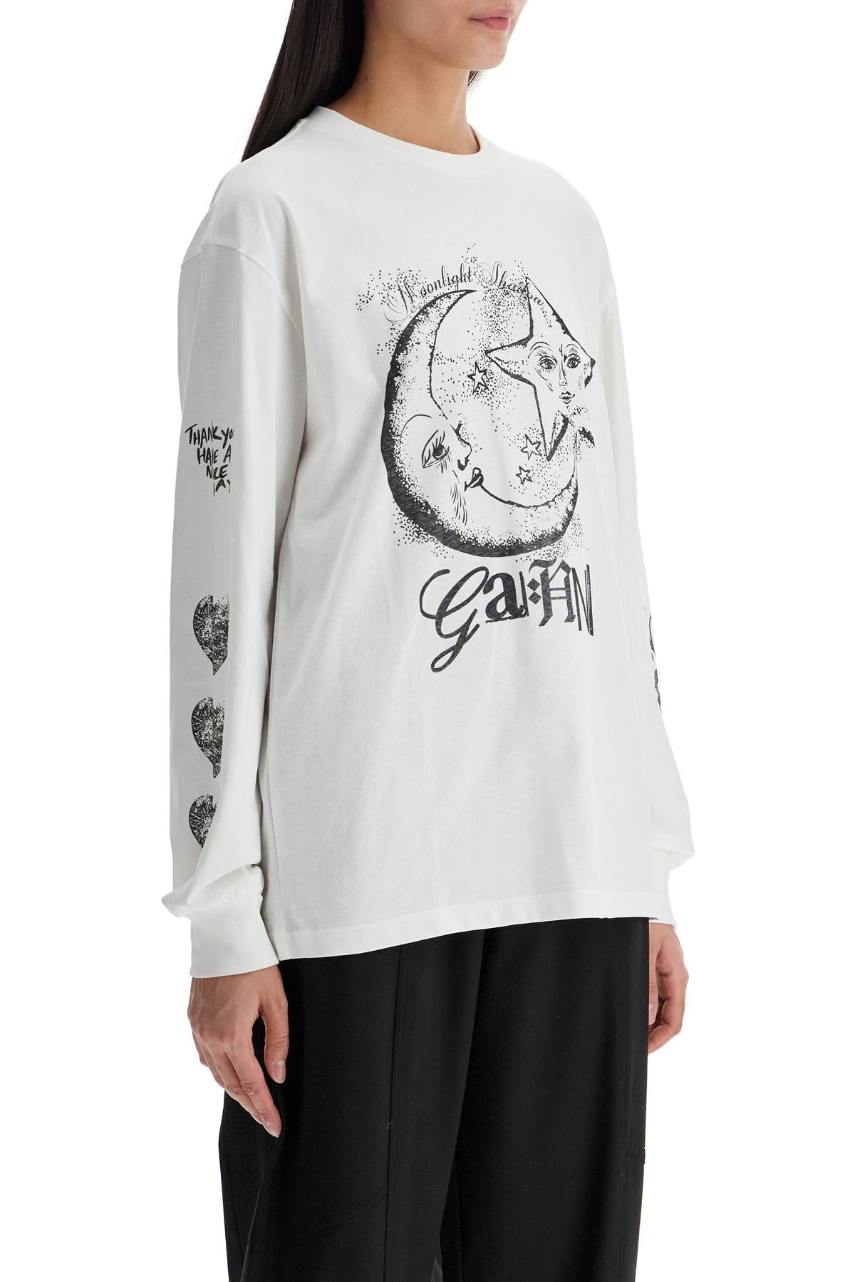 Ganni Long-Sleeved T-Shirt With Graphic Print