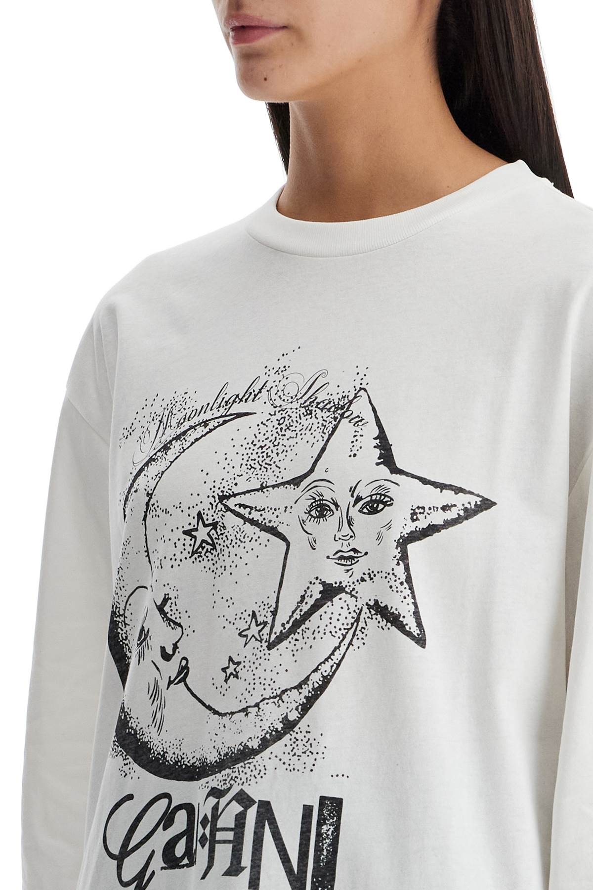 Ganni Long-Sleeved T-Shirt With Graphic Print