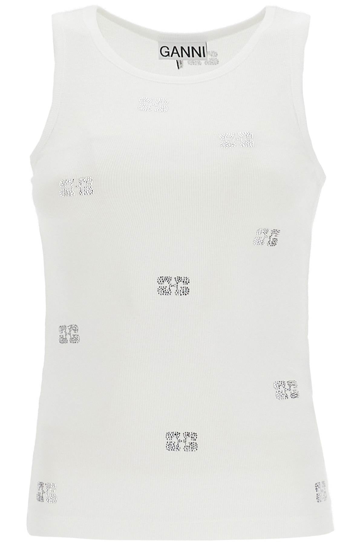 Ganni Tank Top With Micro Rhinest