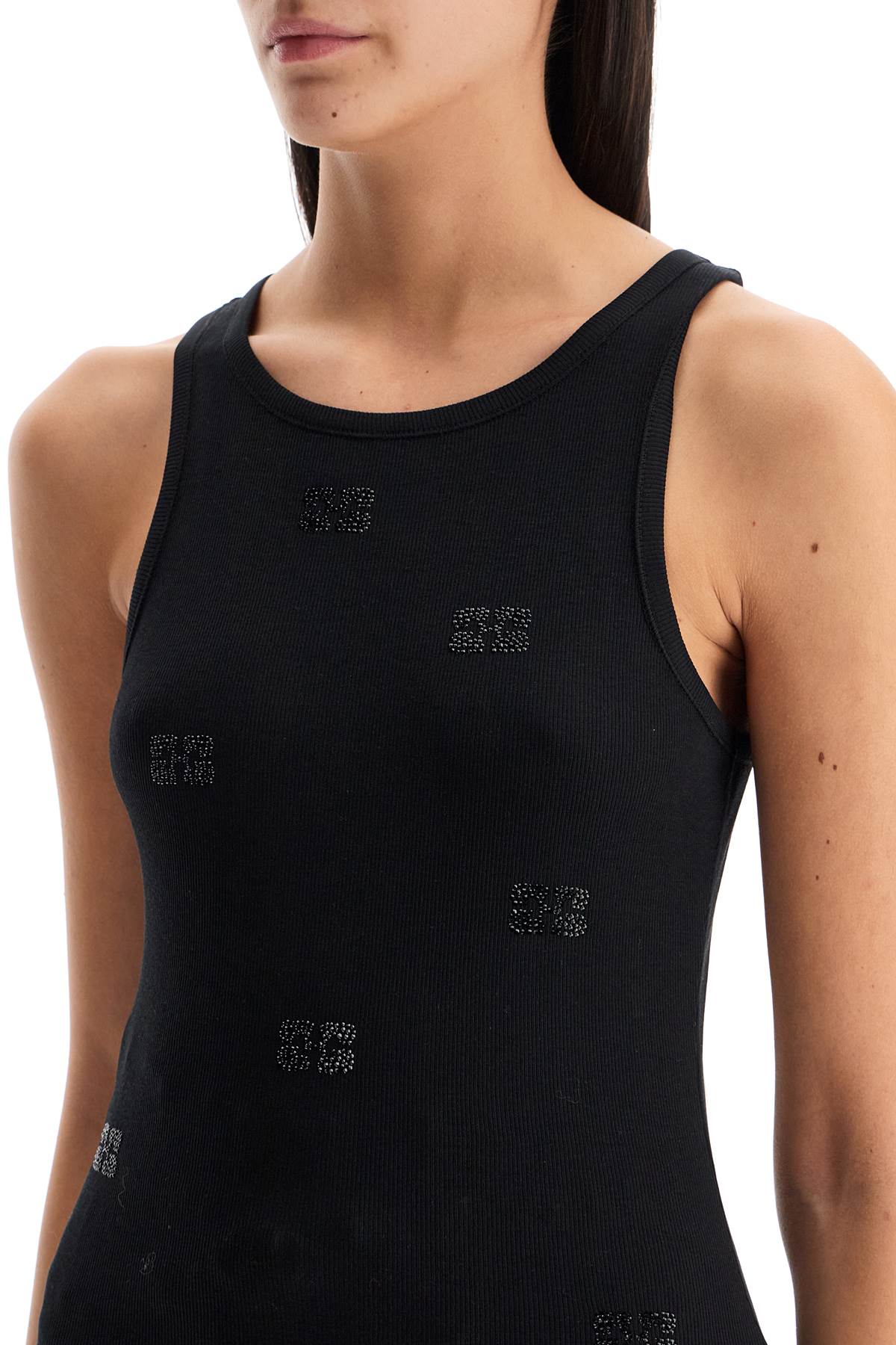 Ganni Tank Top With Rhinestone Logo