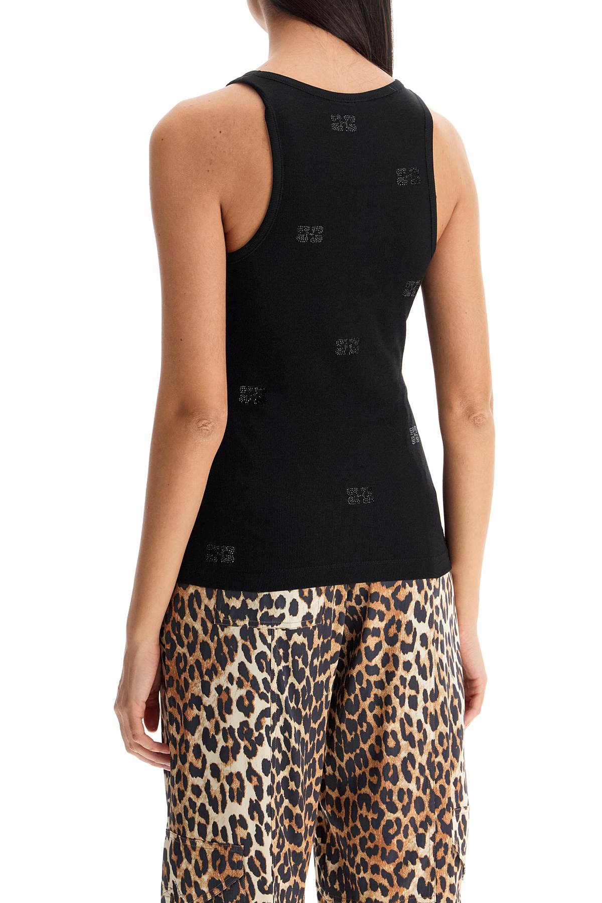 Ganni Tank Top With Rhinestone Logo