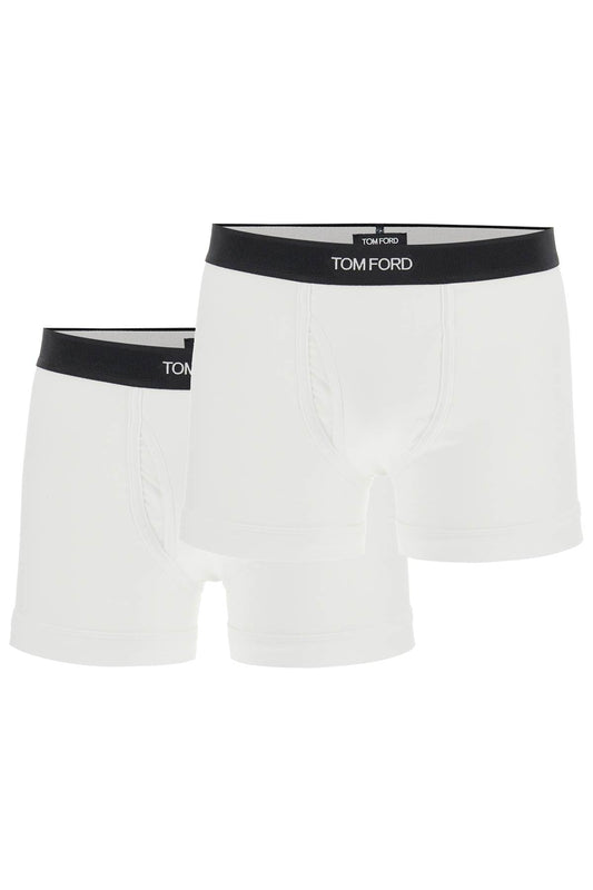 Tom Ford Cotton Bi-Pack Boxer Briefs With Logo Band