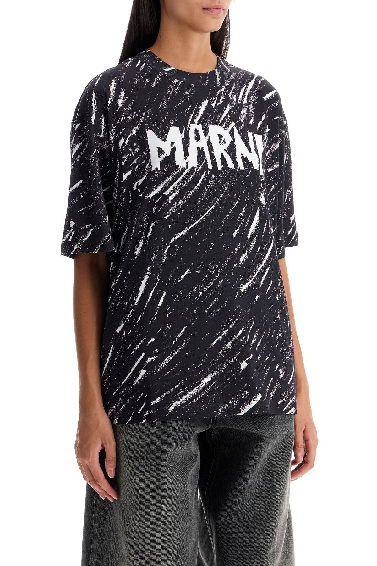 Marni Abstract Pattern Logo T-Shirt With