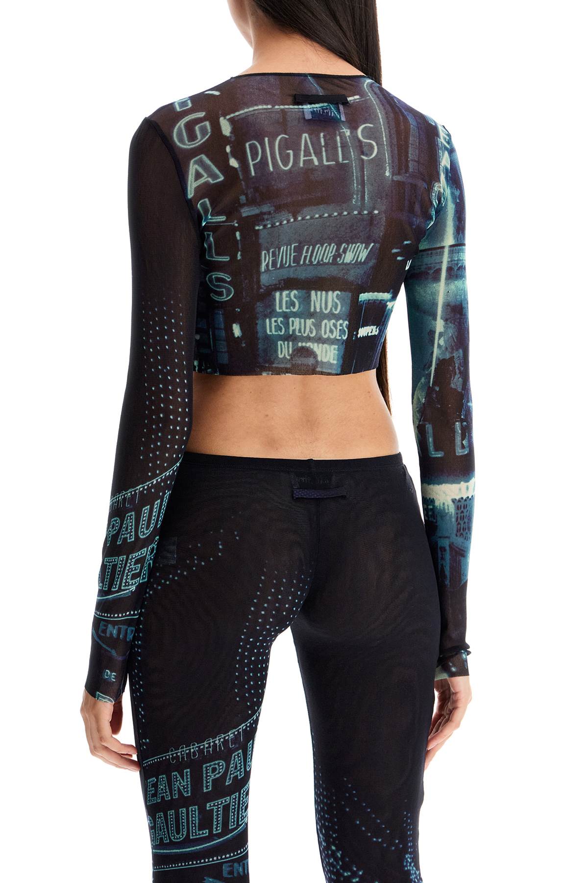 Jean Paul Gaultier Pigalle Printed Tulle Crop Top With