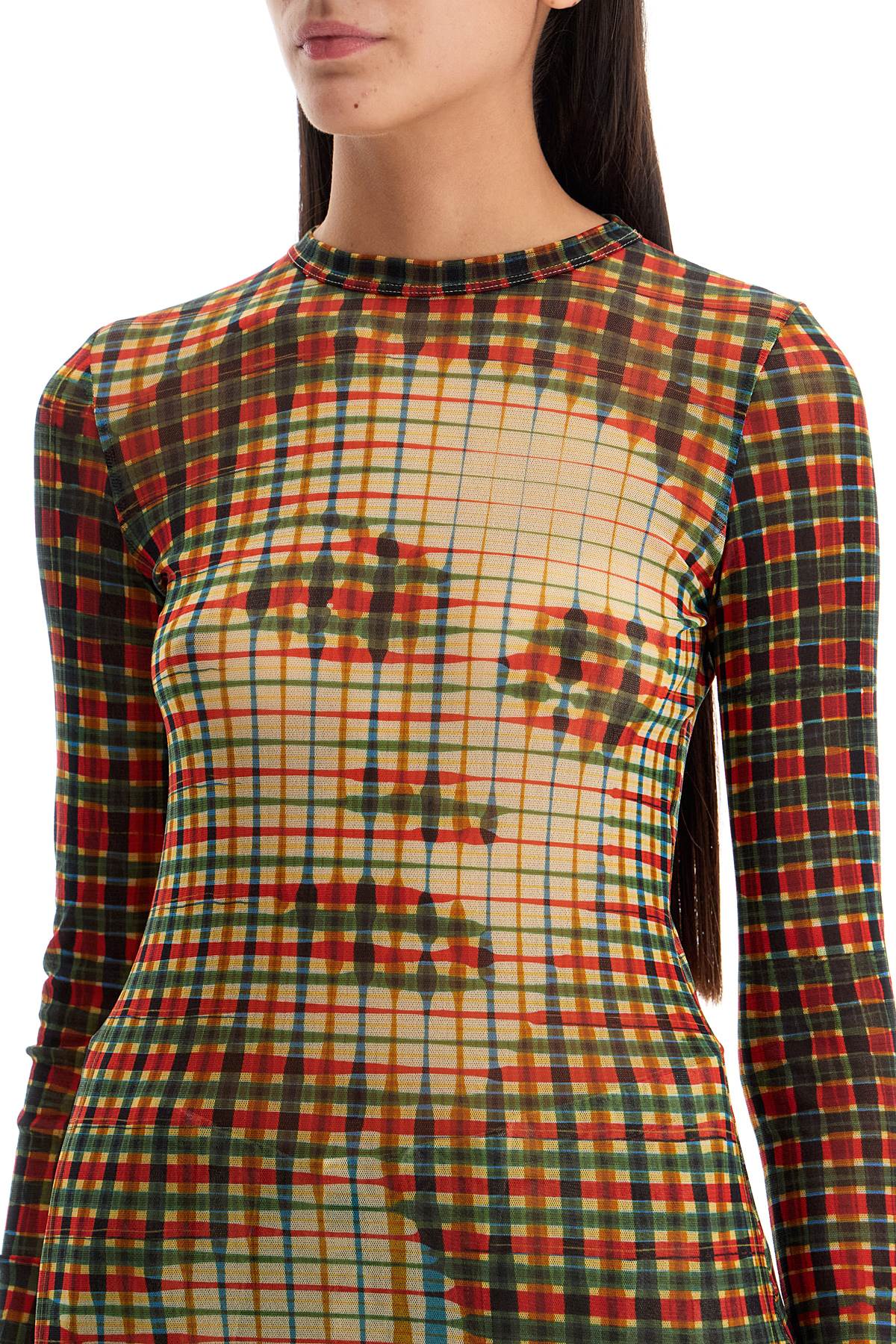 Jean Paul Gaultier Mesh Tartan Face Top With Unique