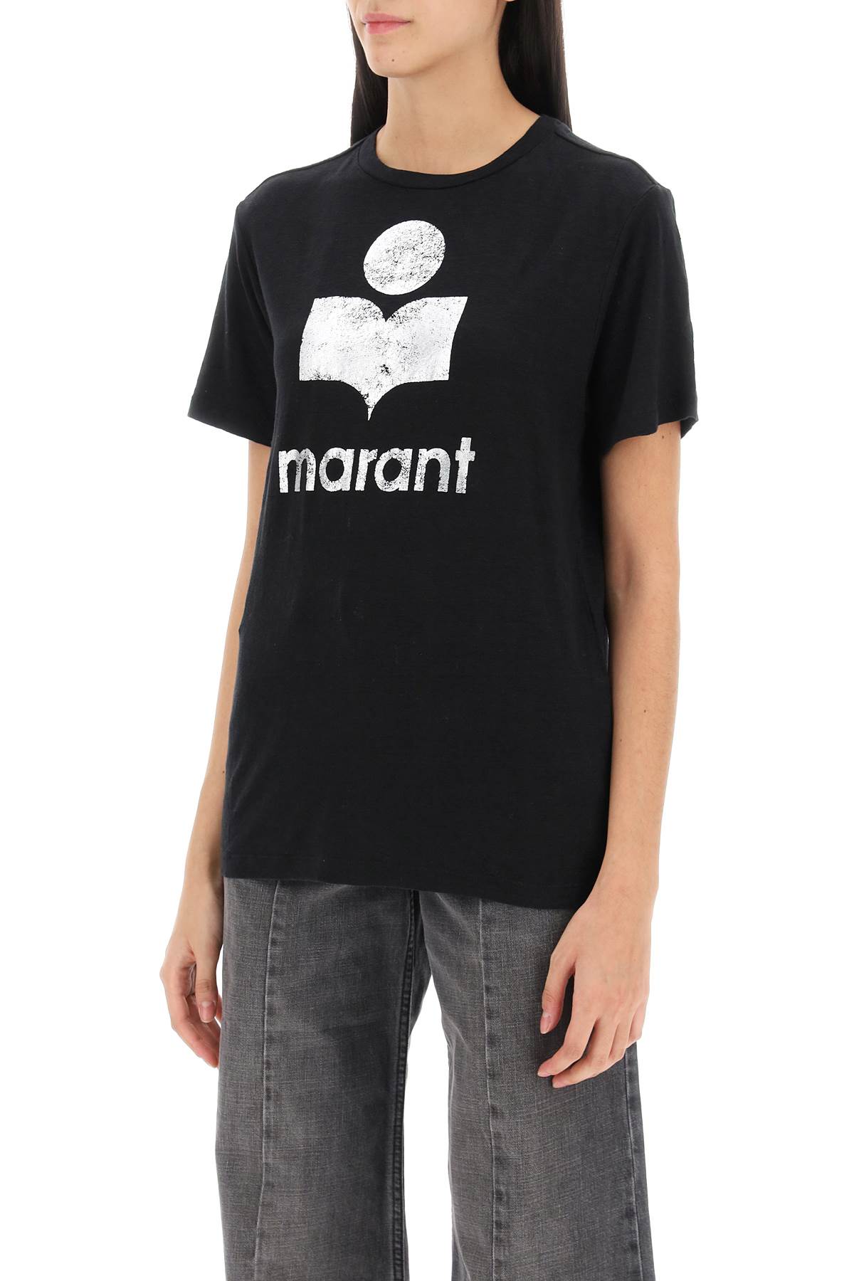 Isabel Marant Etoile Zewel T-Shirt With Metallic Logo Print