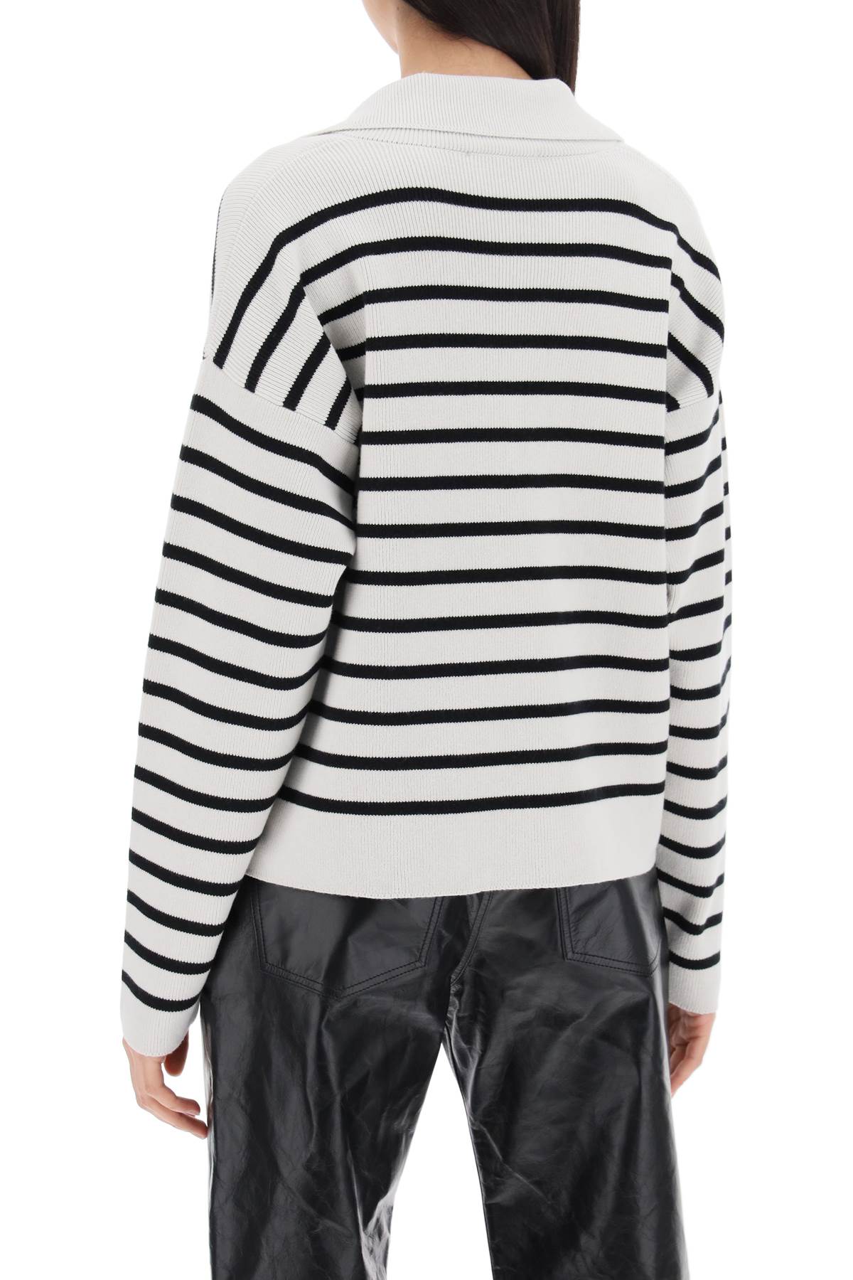 Ami Alexandre Matiussi Striped V-Neck Magic Pullover Sweater.