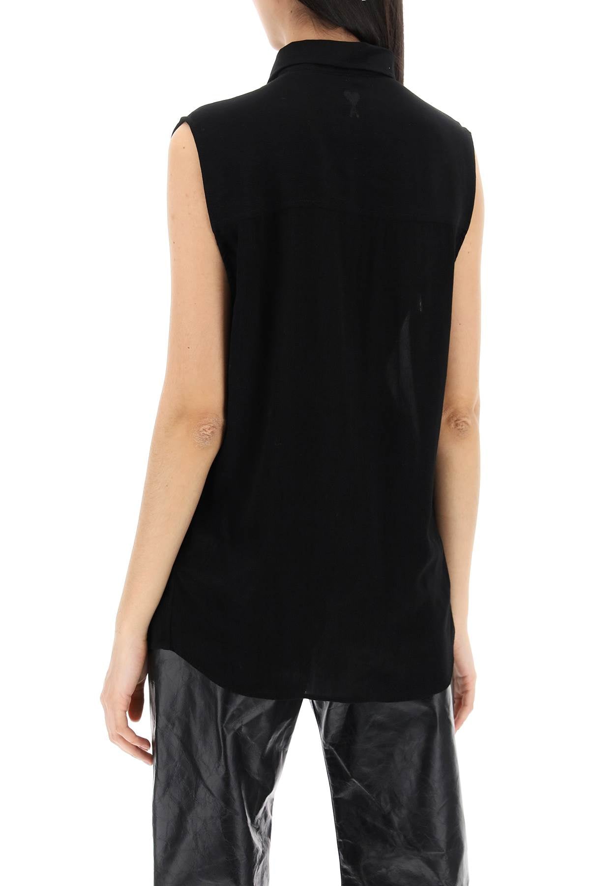 Ami Alexandre Matiussi Textured Voile Sleeveless Shirt