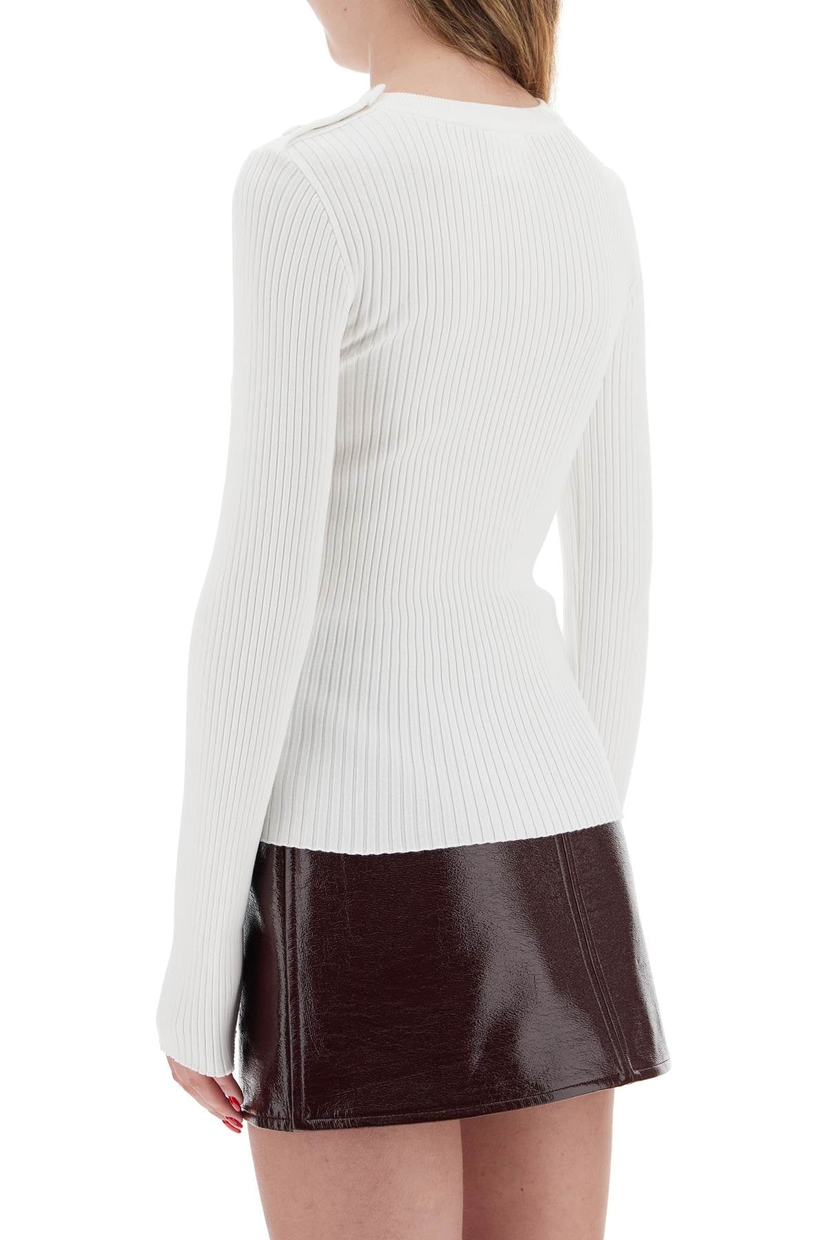 Courreges Ribbed Stretch Knit Pullover Sweater