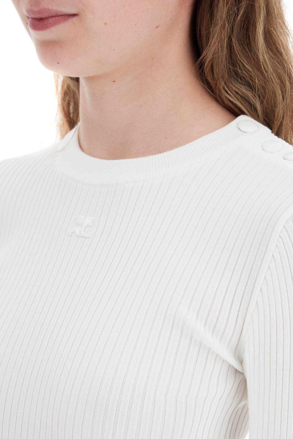 Courreges Ribbed Stretch Knit Pullover Sweater