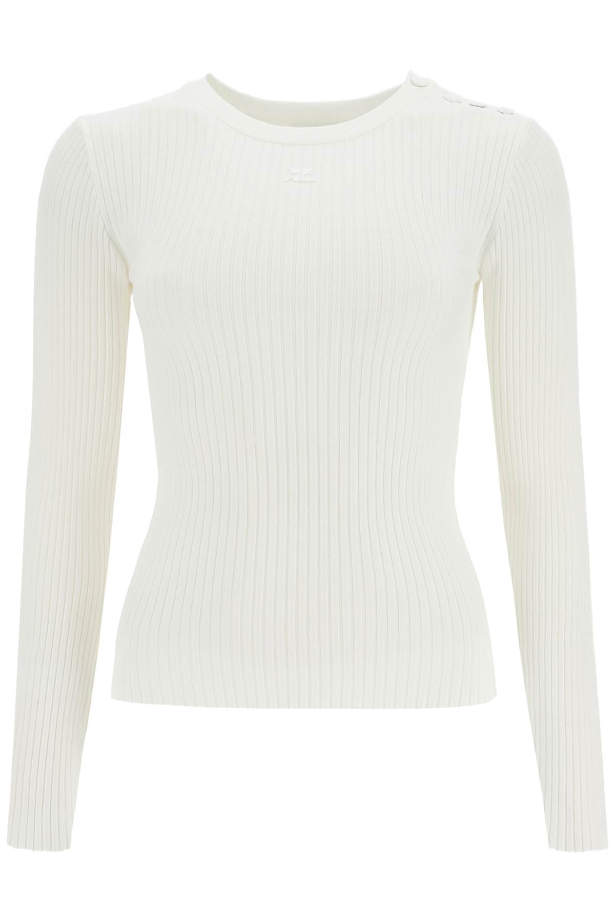 Courreges Ribbed Stretch Knit Pullover Sweater