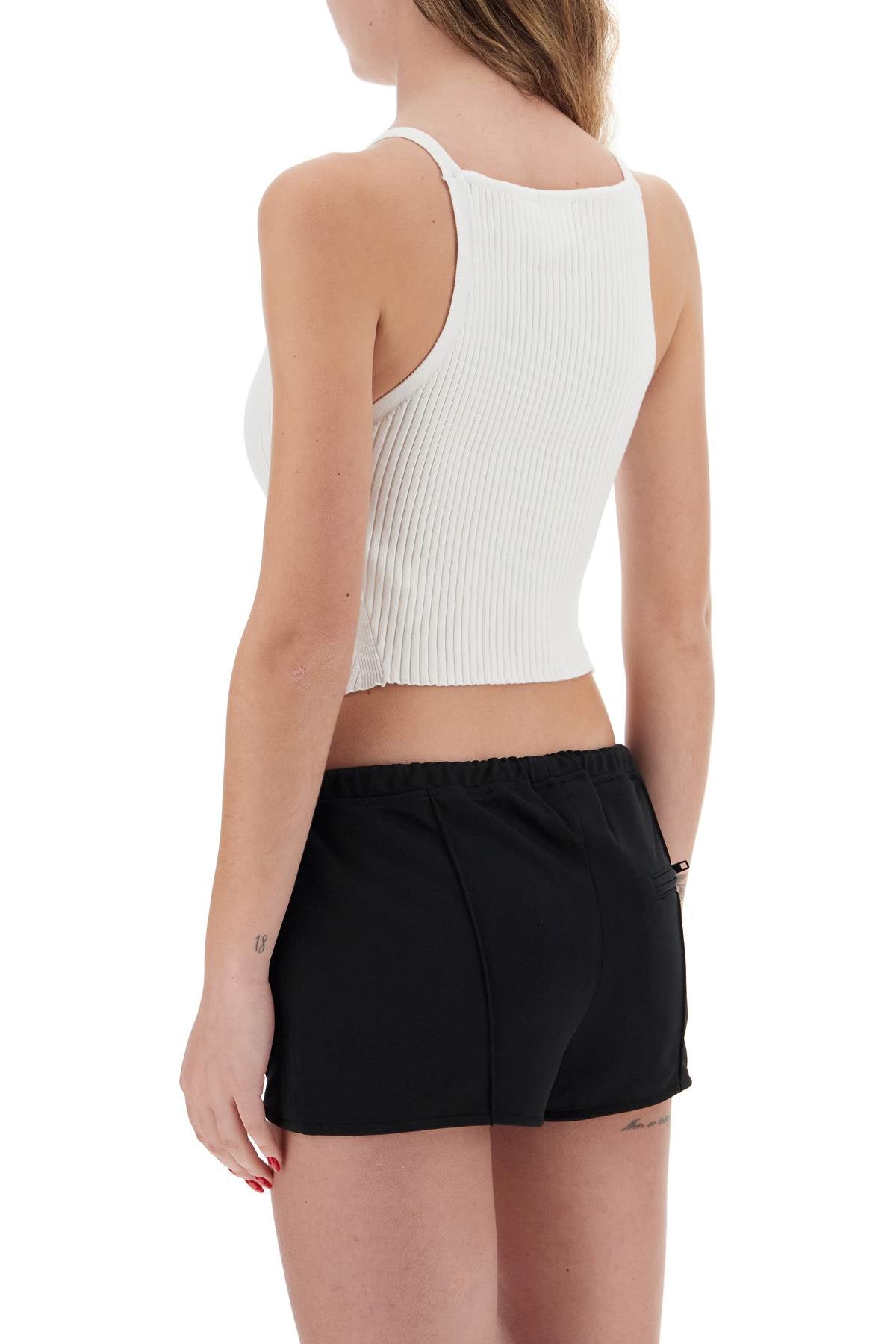 Courreges Ribbed Knit Tank Top With Pointed Hem