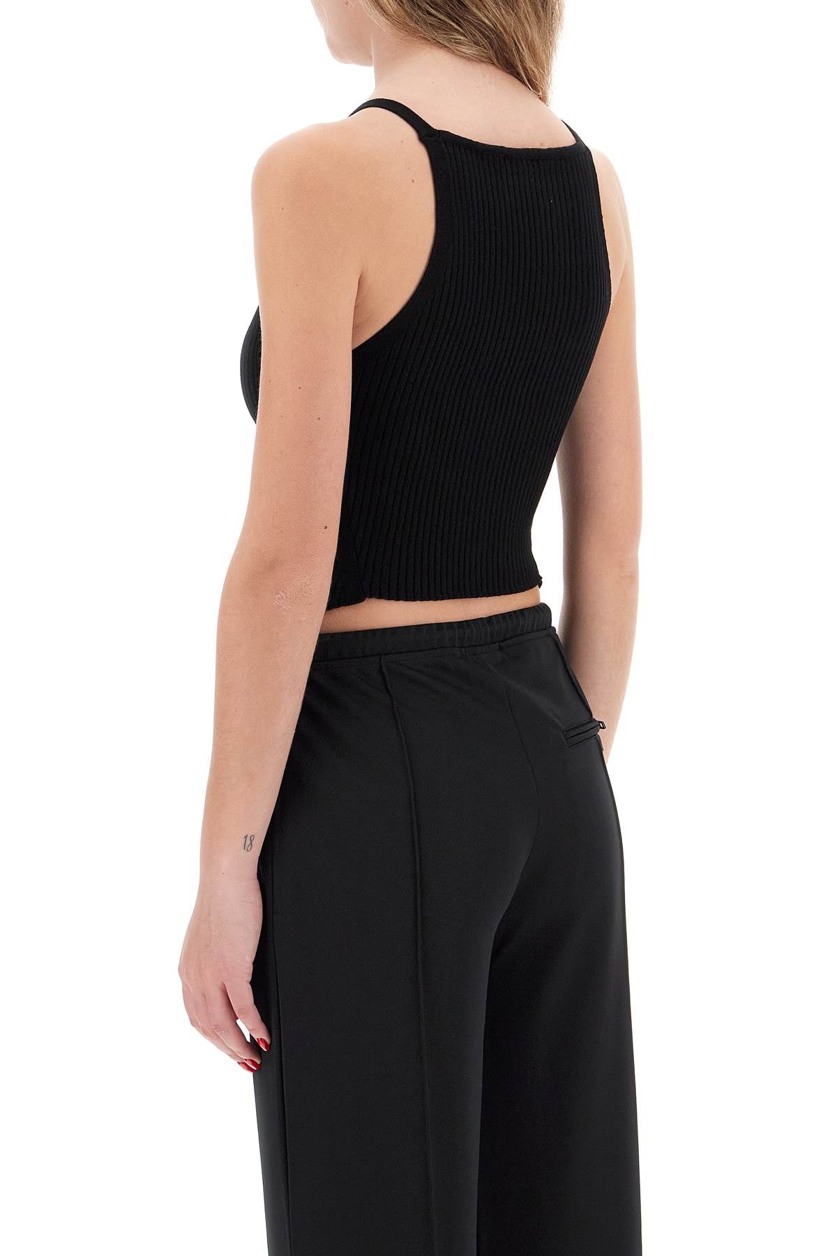 Courreges Ribbed Knit Tank Top With Pointed Hem