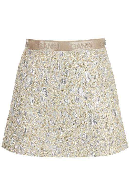 Ganni Metallic Cloqu Mini Skirt