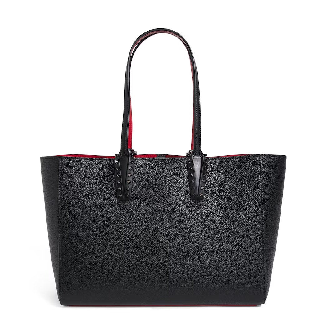 Christian Louboutin Cabata Small Calf leather spikes Tote Bag Black Red