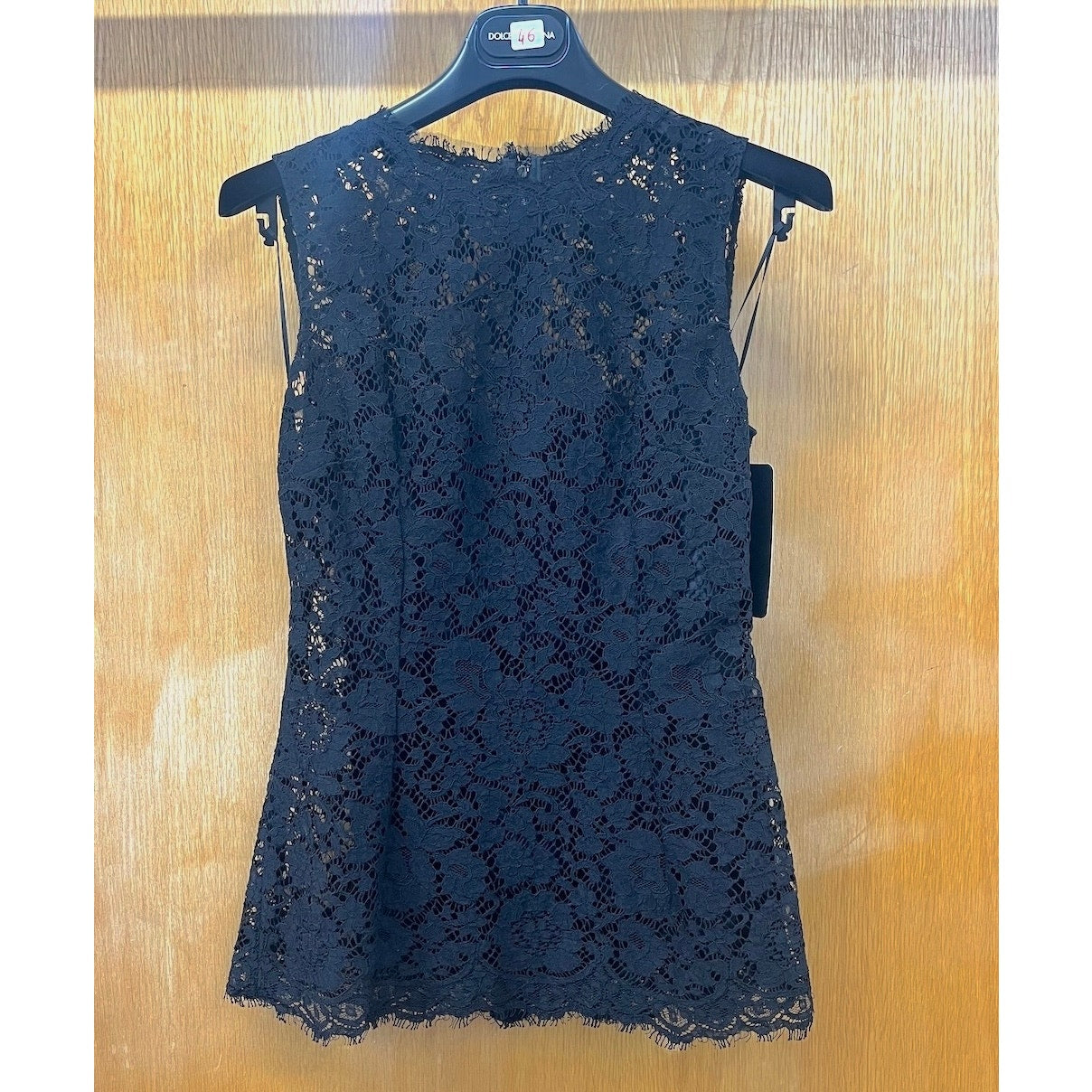 NWT Dolce & Gabbana Black Cordonetto Lace Sleeveless Tank Top Blouse IT 38 XS